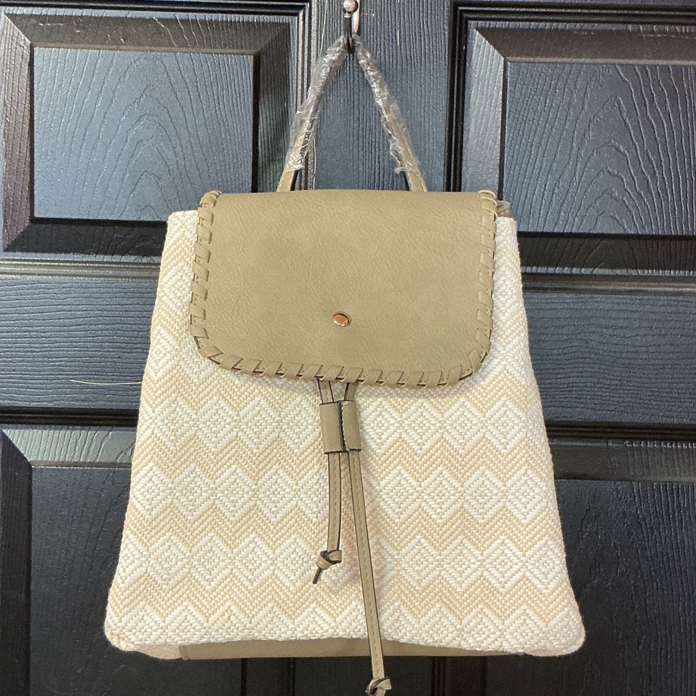 Beige and Cream Women's Backpack